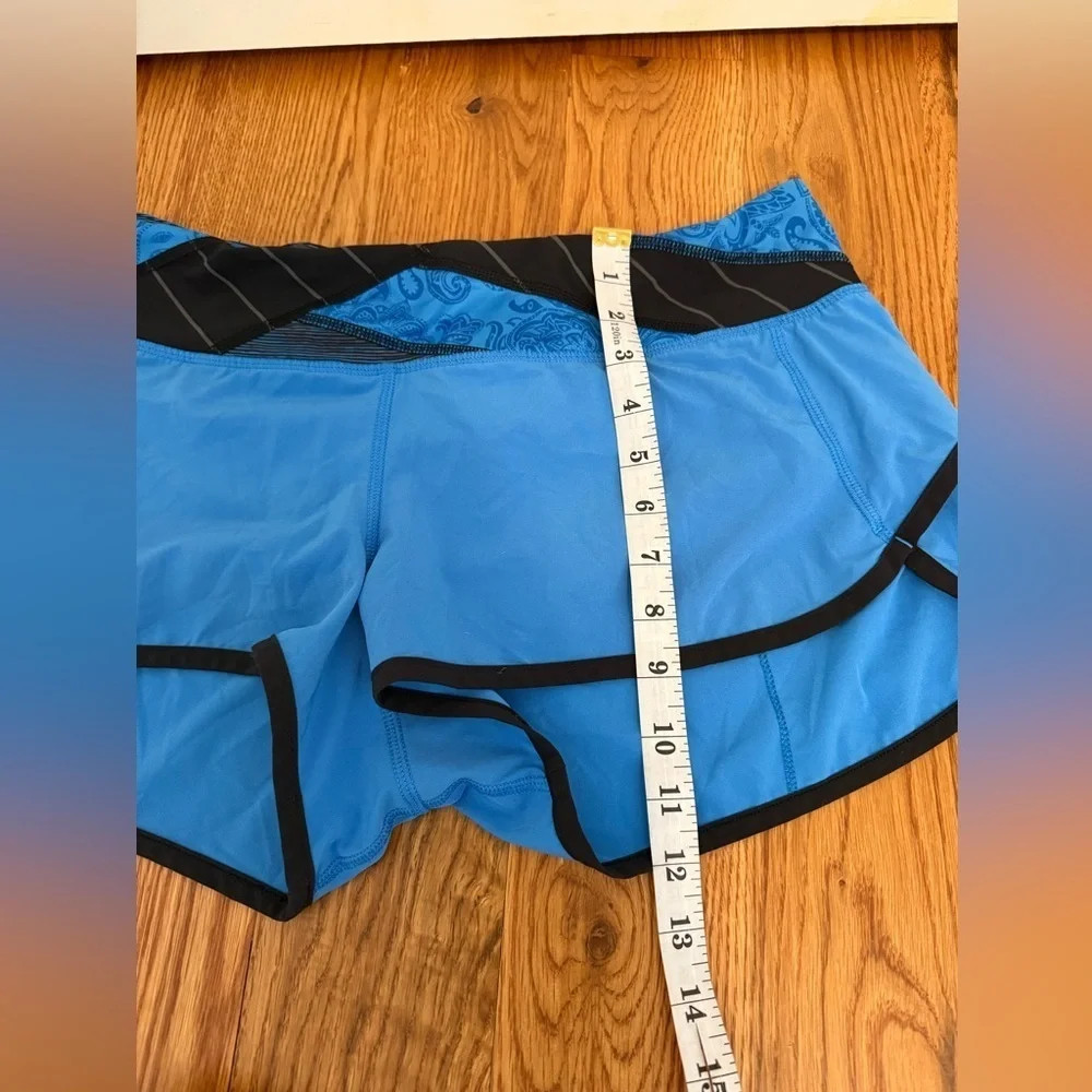 Lululemon Run Speed Short Cornflower Blue Black Quilt Lined Size 10